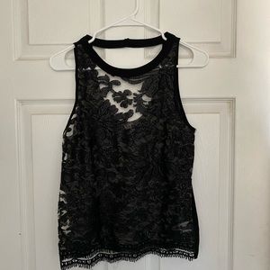 ASTR Black Sheer Lace Sleeveless Top size XS